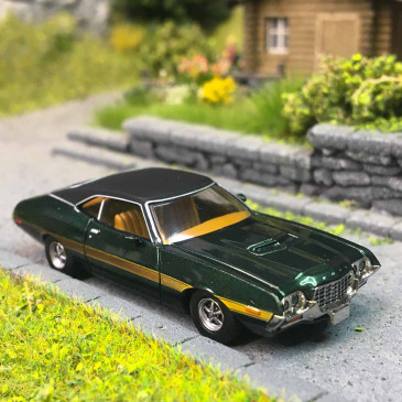 Ford Gran Torino, sport coupé, vert métallisé, noir, 1972 - BREKINA 18325 - HO 1/87
