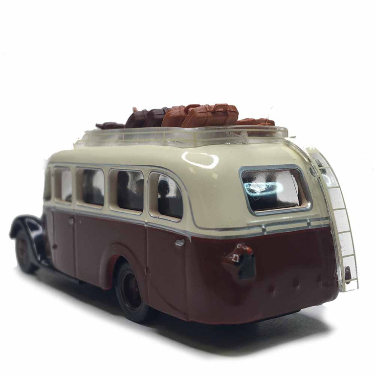 Autocar Citroën U23, marron, blanc, 6 figurines, bagages - SAI 1610 - HO 1/87