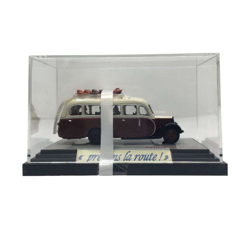 Autocar Citroën U23, marron, blanc, 6 figurines, bagages - SAI 1610 - HO 1/87