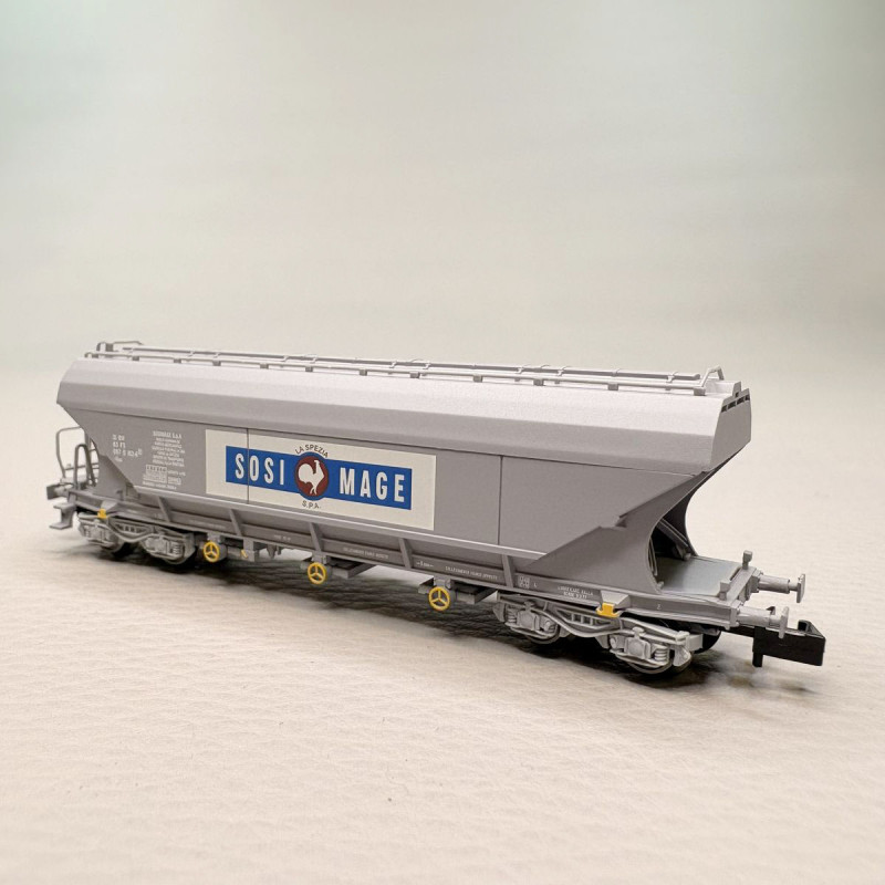 Coffret 2 wagons-trémies à 4 essieux avec parois lisses “Sosimage”, gris, FS, Ep. IV, ARNOLD HN6736, N 1/160