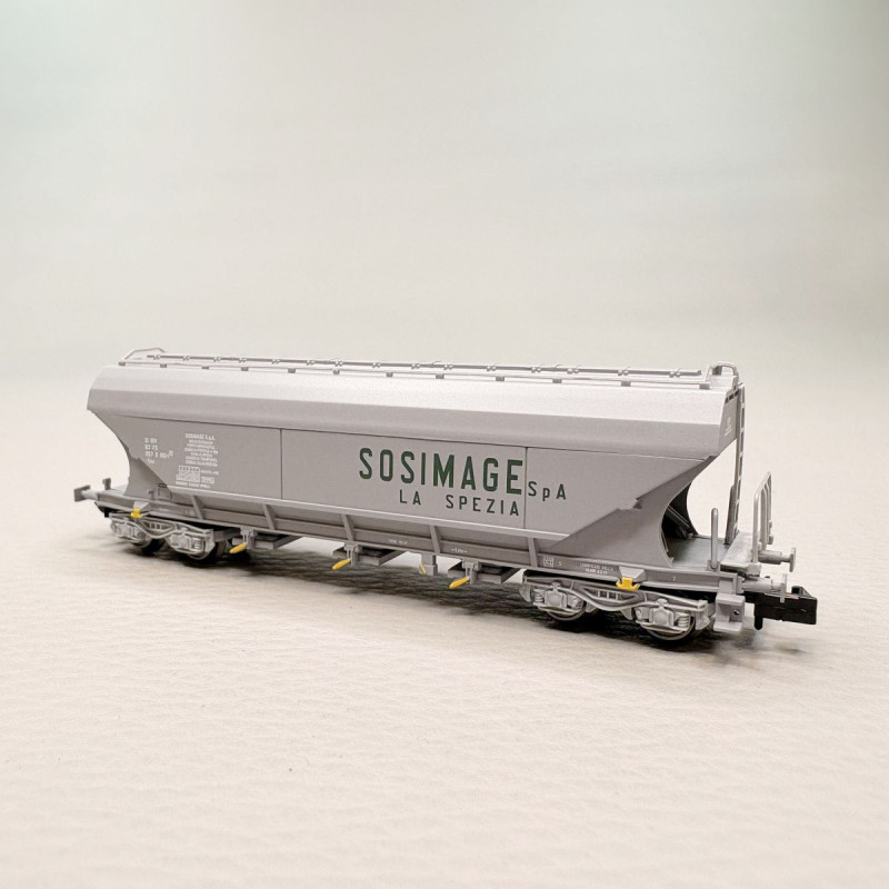 Coffret 2 wagons-trémies à 4 essieux avec parois lisses “Sosimage”, gris, FS, Ep. IV, ARNOLD HN6736, N 1/160
