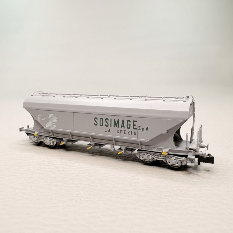 Coffret 2 wagons-trémies à 4 essieux avec parois lisses “Sosimage”, gris, FS, Ep. IV, ARNOLD HN6736, N 1/160