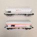 Coffret 2 wagons-trémies à 4 essieux “Ermewa”, parois lisses et bombées, gris, RENFE, Ep. VI, ARNOLD HN6740, N 1/160