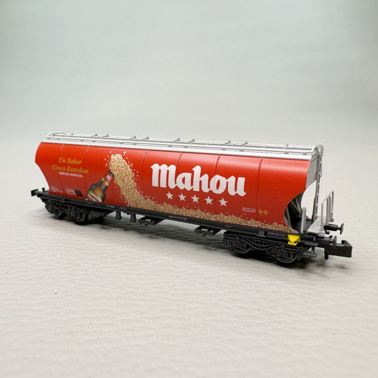 Wagon-trémie céréalier à 4 essieux avec parois bombées “Mahou”, RENFE, Ep. V, ARNOLD HN6741, N 1/160