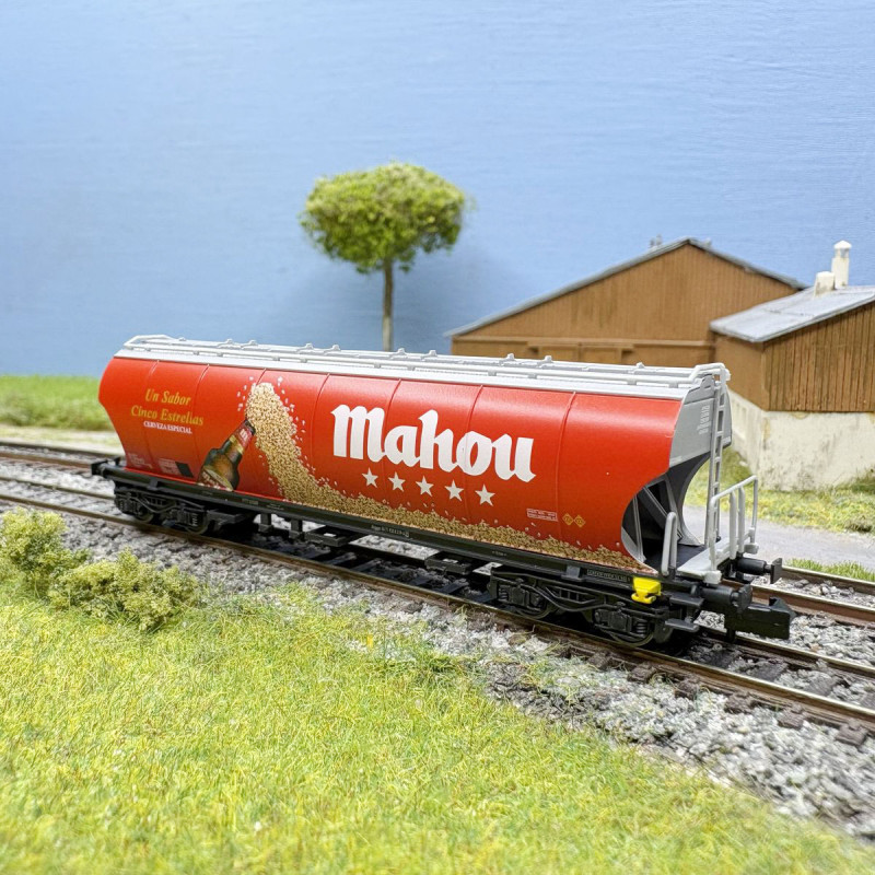 Wagon-trémie céréalier à 4 essieux avec parois bombées “Mahou”, RENFE, Ep. V, ARNOLD HN6741, N 1/160