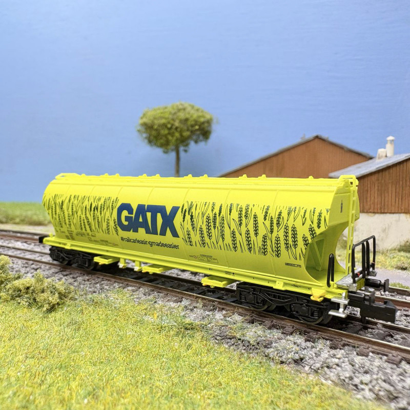 Wagon-trémie céréalier à 4 essieux avec parois bombées, vert néon “Cereal”, grand logo, D-GATX, Ep. VI, ARNOLD HN6737, N 1/160