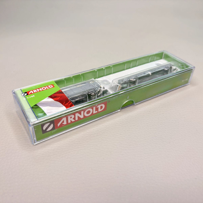 Coffret 2 wagons de service, fourgon VGhs + wagon plateforme Vkkkm chargé de gravier, FS, Ep. V, ARNOLD HN6716, N 1/160