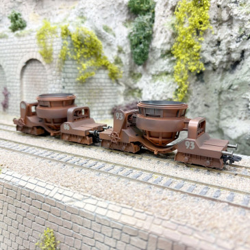 Coffret 2 wagons pour transport de scories, poche basculante, brun cuivré, patine, Ep. III, MARKLIN 46146, HO 1/87