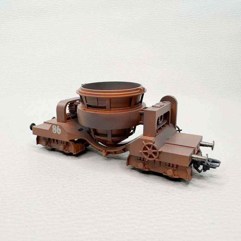 Coffret 2 wagons pour transport de scories, poche basculante, brun cuivré, patine, Ep. III, MARKLIN 46146, HO 1/87