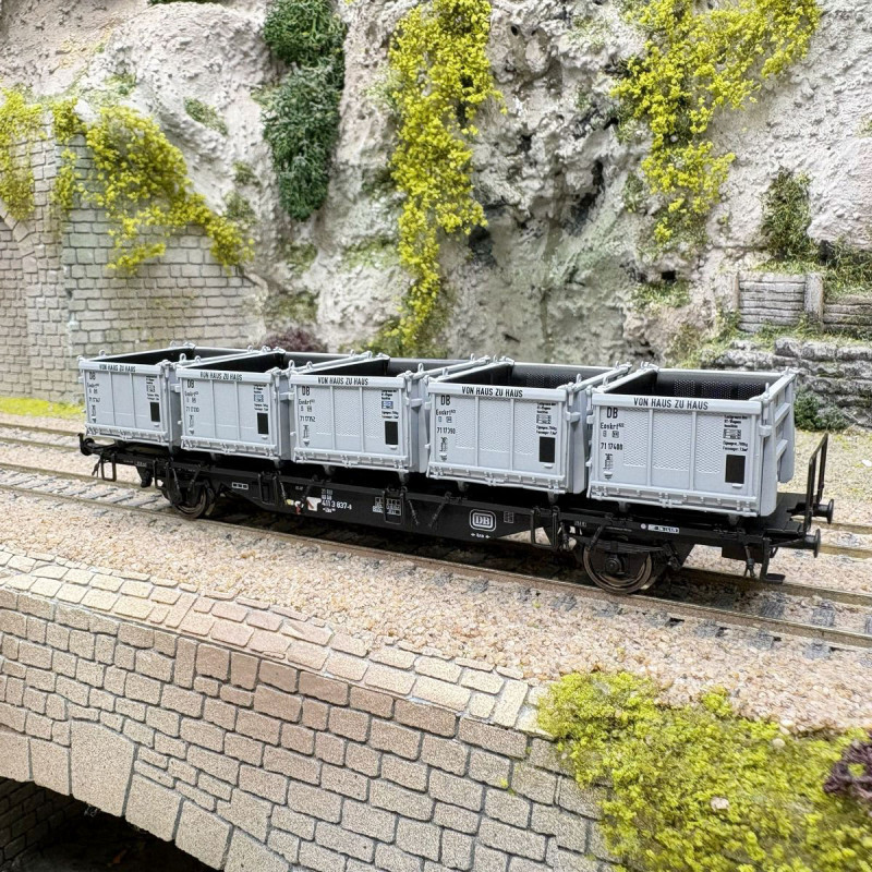 Wagon porte conteneurs Lbs589, “Von Haus zu Haus”, DB, Ep. IV, BRAWA 49138