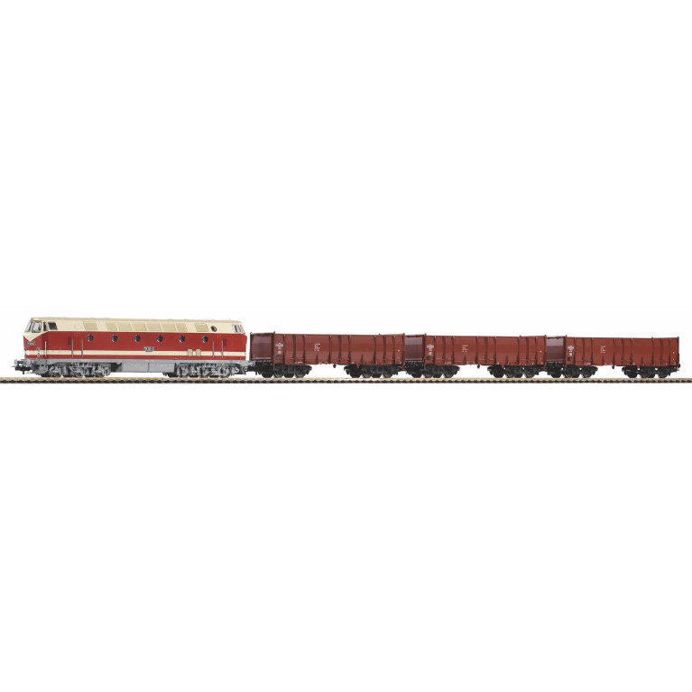 Coffret de départ locomotive diesel BR 119 et 3 wagons tombereaux Eal, DR, Ep. IV, PIKO 57138