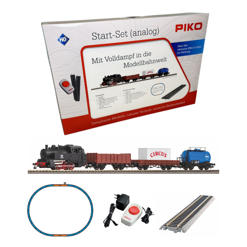 Coffret de départ locomotive à vapeur et 3 wagons marchandises, DB, PIKO 57113