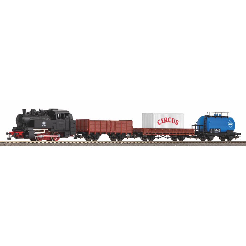 Coffret de départ locomotive à vapeur et 3 wagons marchandises, DB, PIKO 57113