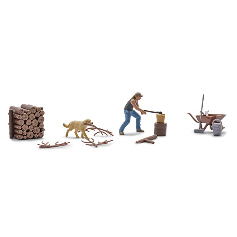 Ensemble d'action, couper du bois - BUSCH 79884 - HO 1/87