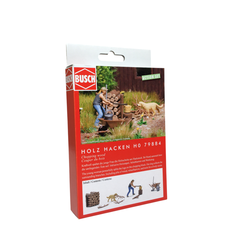 Ensemble d'action, couper du bois - BUSCH 79884 - HO 1/87