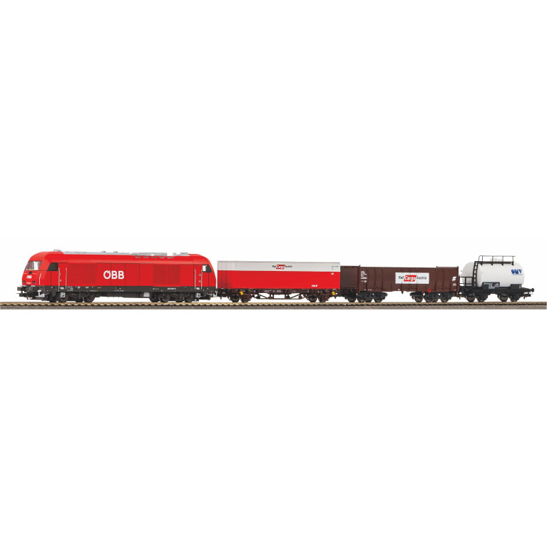 Coffret de départ locomotive diesel Herkules et 3 wagons marchandises, ÖBB, PIKO 97948