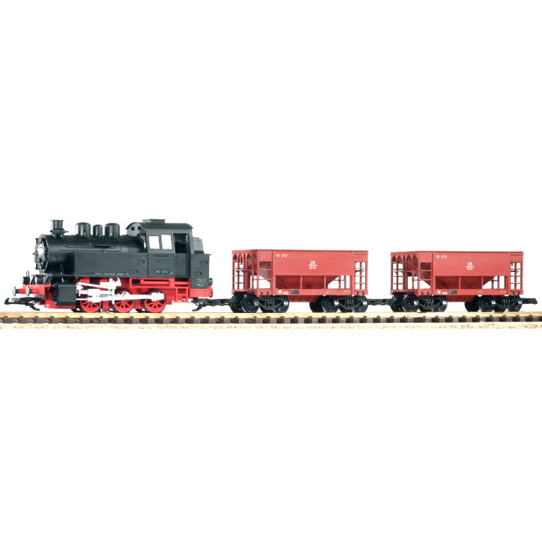 Coffret de départ locomotive à vapeur BR 80 et 2 wagons à minerai, DB, Ep. III, PIKO 37100