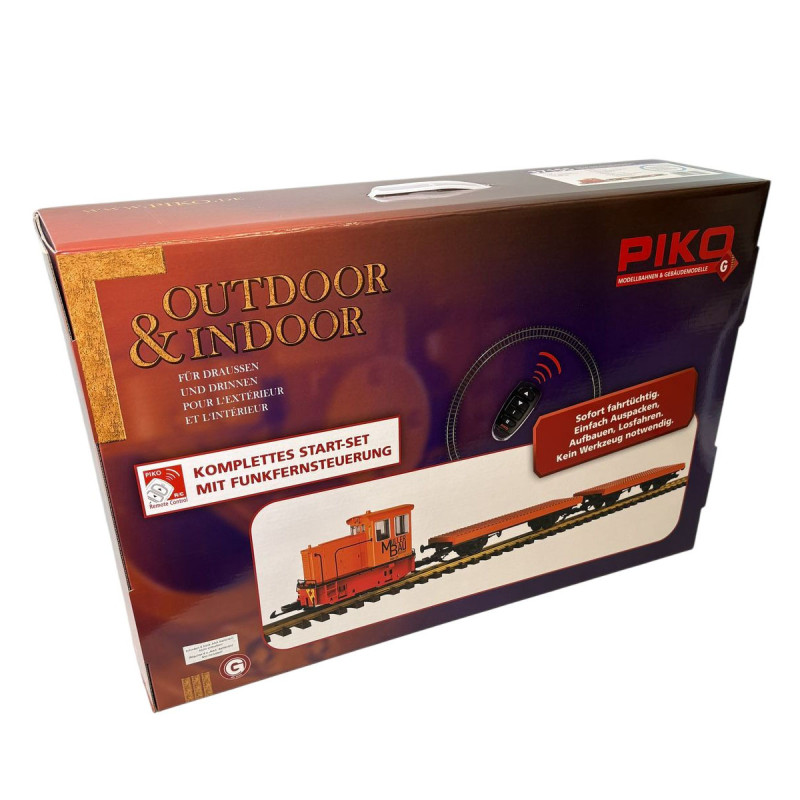 Coffret de départ radiocommandé à piles, GE 25 Ton et 2 wagons briques de construction, PIKO 37155