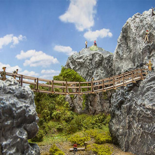 Pont suspendu entre deux blocs de rochers -HO-1/87-FALLER 180391