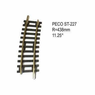 Rail Setrack courbe R2 438mm 11.25° code 100-HO-1/87-PECO ST-227