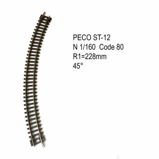 Rail Setrack courbe R 228mm 45 degrés  code 80 -N-1/160-PECO ST-12