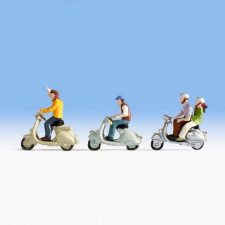 3 scooters avec personnages -HO-1/87-NOCH 15910