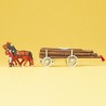 Charrette de bois avec 2 chevaux et personnage  HO-1/87-PREISER 30465