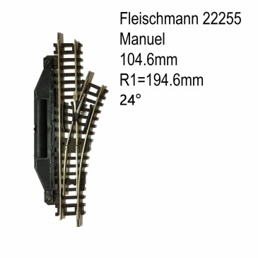 Rail aiguillage droit droit manuel 104.2mm-N-1/160-FLEISCHMANN 22255