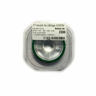 Fil souple de câblage souple vert 0.5mm2 cuivre 20ml -AWG34VE