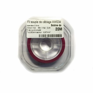 Fil souple de câblage souple violet 0.5mm2 cuivre 20ml -AWG34VI
