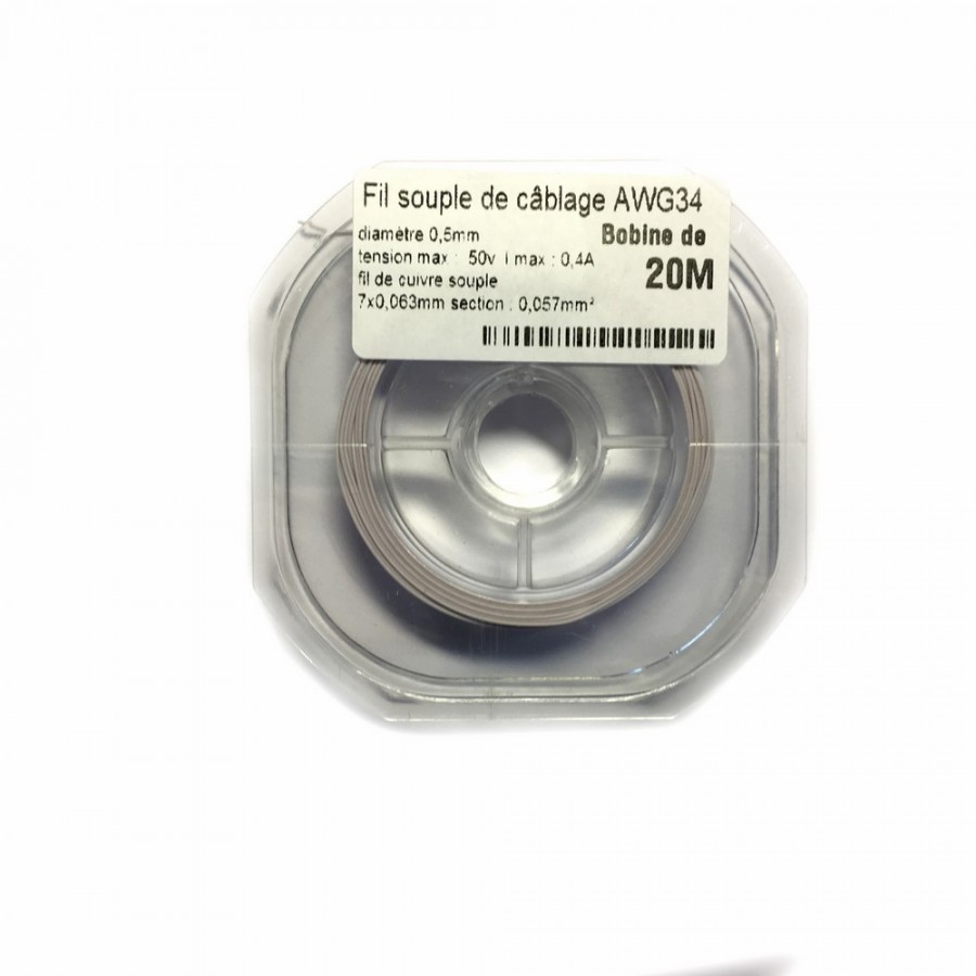 Fil souple de câblage souple Blanc 0.5mm2 cuivre 20ml -AWG34BC