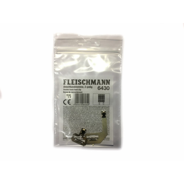 Clip d'alimentation 2 poles par éclisses pour rail Profi-HO-1/87 -FLEISCHMANN 6430