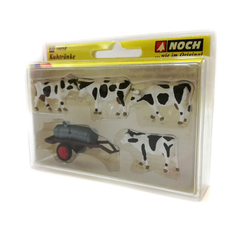 Noch - 36723 - Modélisme Ferroviaire - Vaches - Blanches-Brunes - 9 Figurines
