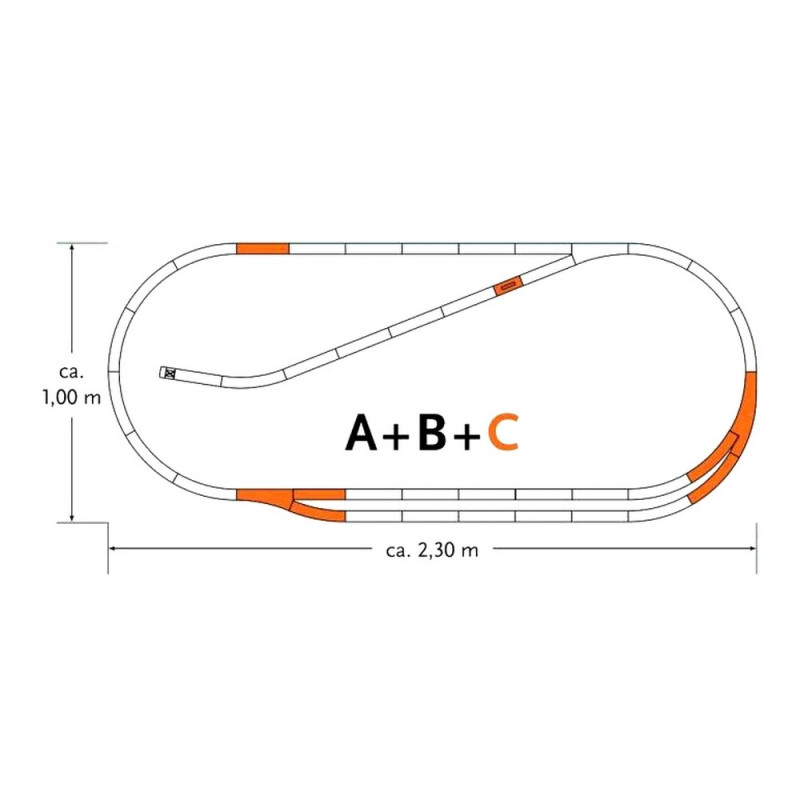 Coffret de rails Geoline C -HO-1/87-ROCO 61102