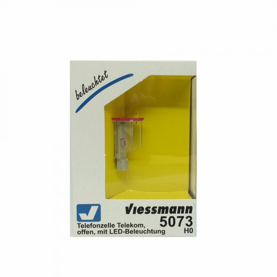 Cabine téléphonique avec éclairage à led-HO-1/87-VIESSMANN 5073