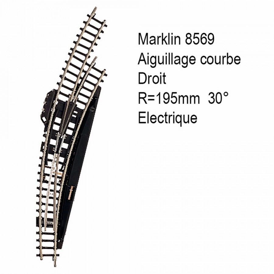 Rail aiguillage courbe R 195mm  30 degrés électrique -Z 1/220-MARKLIN 8569