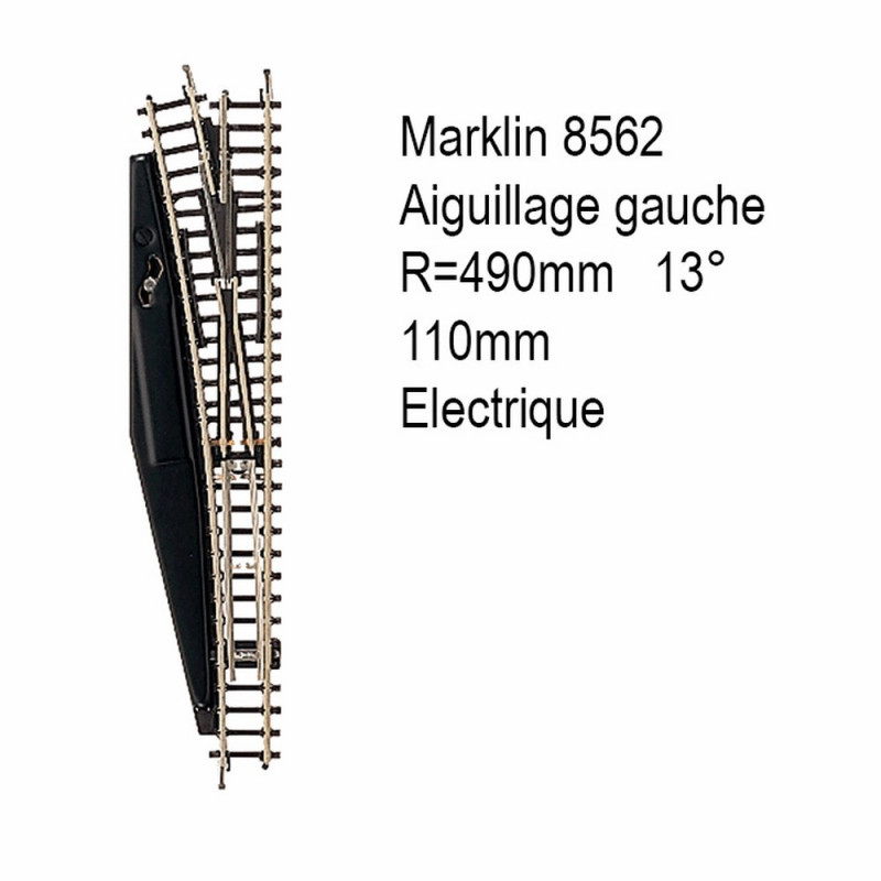 Rail aiguillage gauche R 490 110mm électrique -Z 1/220-MARKLIN 8562