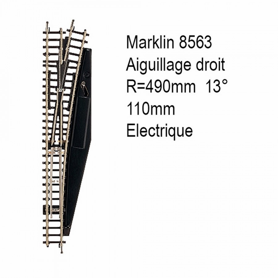 Rail aiguillage droit R 490, 110mm électrique -Z 1/220-MARKLIN 8563