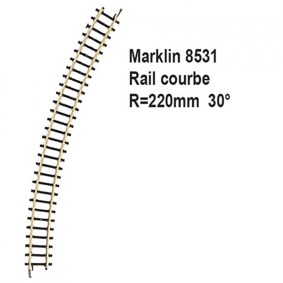 Rail courbe R220mm 30 degrès-Z 1/220-MARKLIN 8531