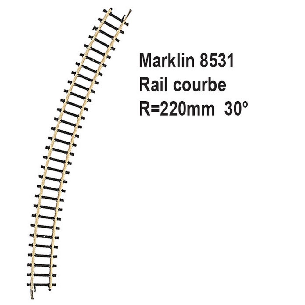 Rail courbe R220mm 30 degrès-Z 1/220-MARKLIN 8531 