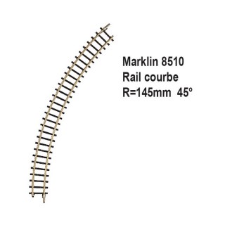 Rail courbe R145mm 45 degrès-Z 1/220-MARKLIN 8510