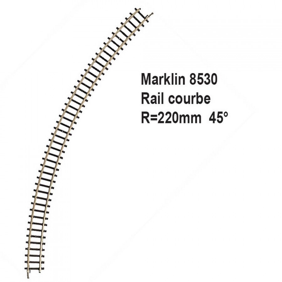 Rail courbe R220mm 45 degrès-Z 1/220-MARKLIN 8530