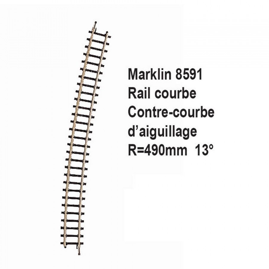 Rail contre courbe d'aiguillage R490mm 13 degrès-Z 1/220-MARKLIN 8591
