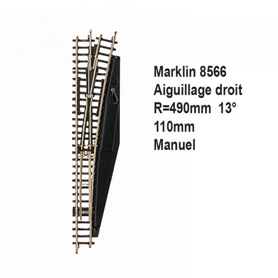 Rail aiguillage droit R 490, 110mm, 13 degrès manuel -Z 1/220-MARKLIN 8566