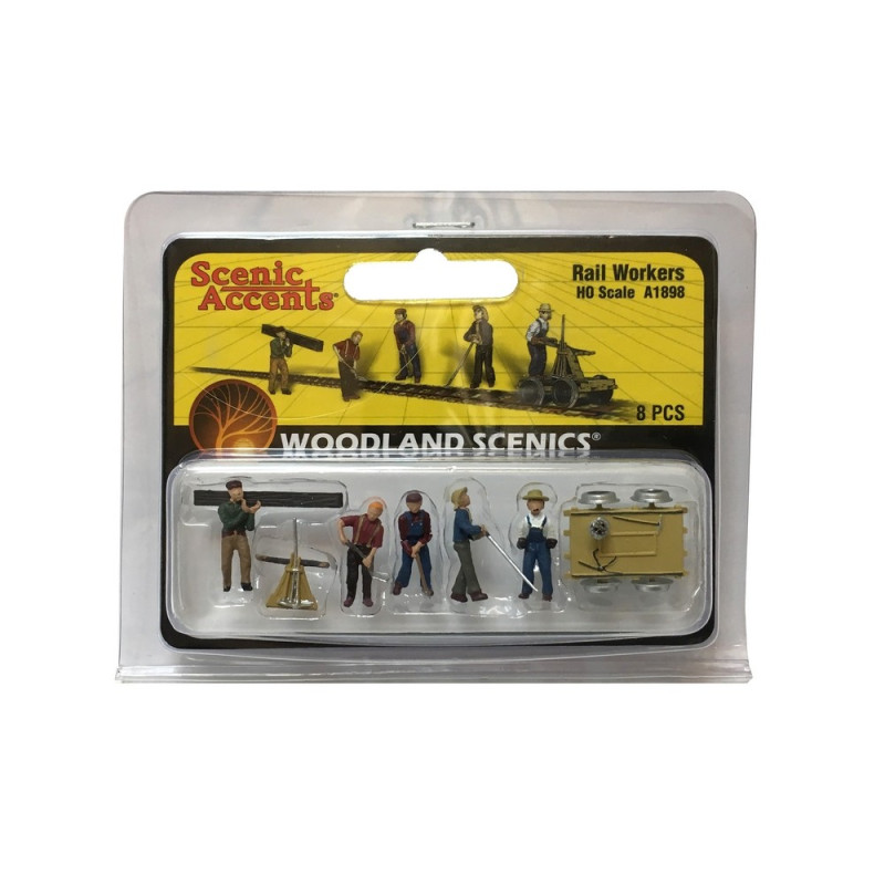5 ouvriers ferroviaire + accessoires-HO 1/87-WOODLAND SCENICS A1898