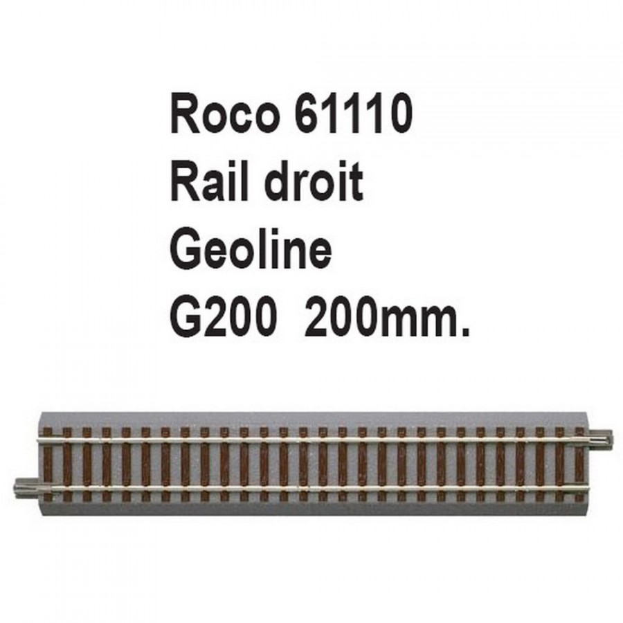 Rail droit geoline G200 200mm-HO 1/87-ROCO 61110