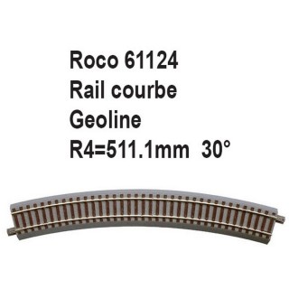 Rail courbe geoline R4 511.1mm 30 degrés-HO-1/87-ROCO 61124