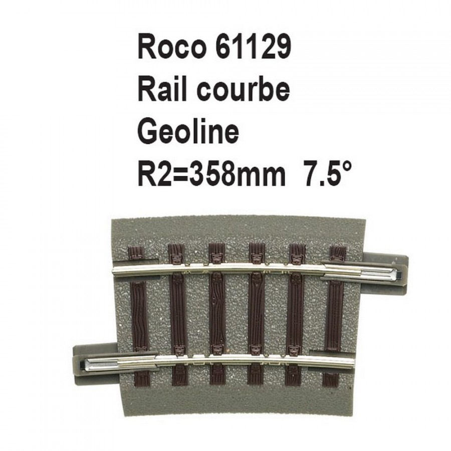 Rail courbe geoline R2 358mm 7.5 degrés-HO-1/87-ROCO 61129