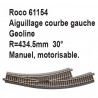 Aiguillage courbe gauche geoline R 434.5mm, 30 degrés-HO-1/87-ROCO 61154