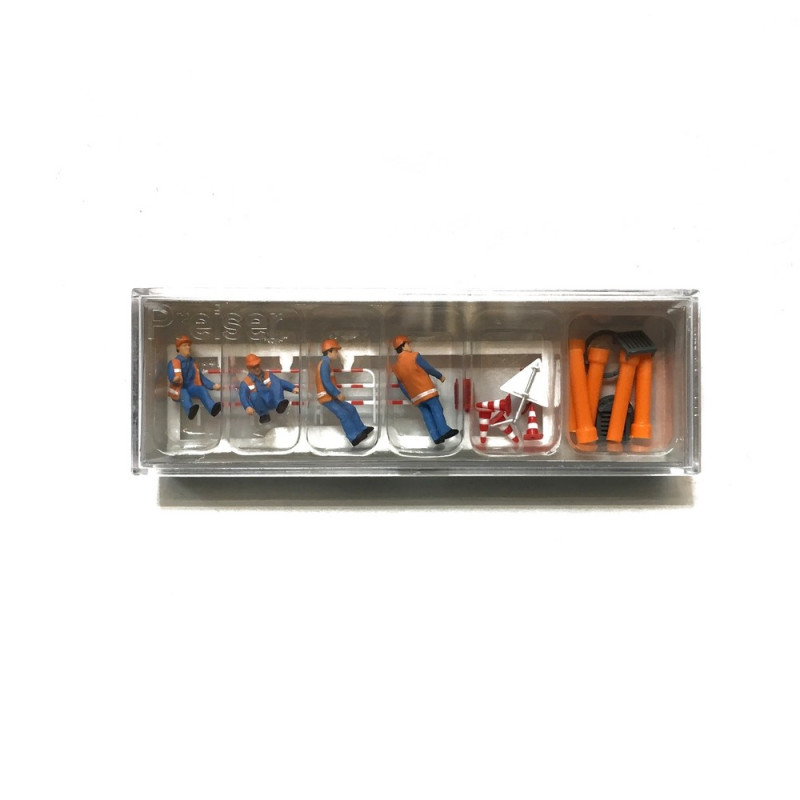 4 égoutiers + accessoires-HO-1/87-PREISER 10445